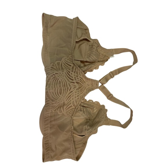Front Closure Bra Wire Free Lace Detail Comfort Beige 46C - Picture 4 of 5